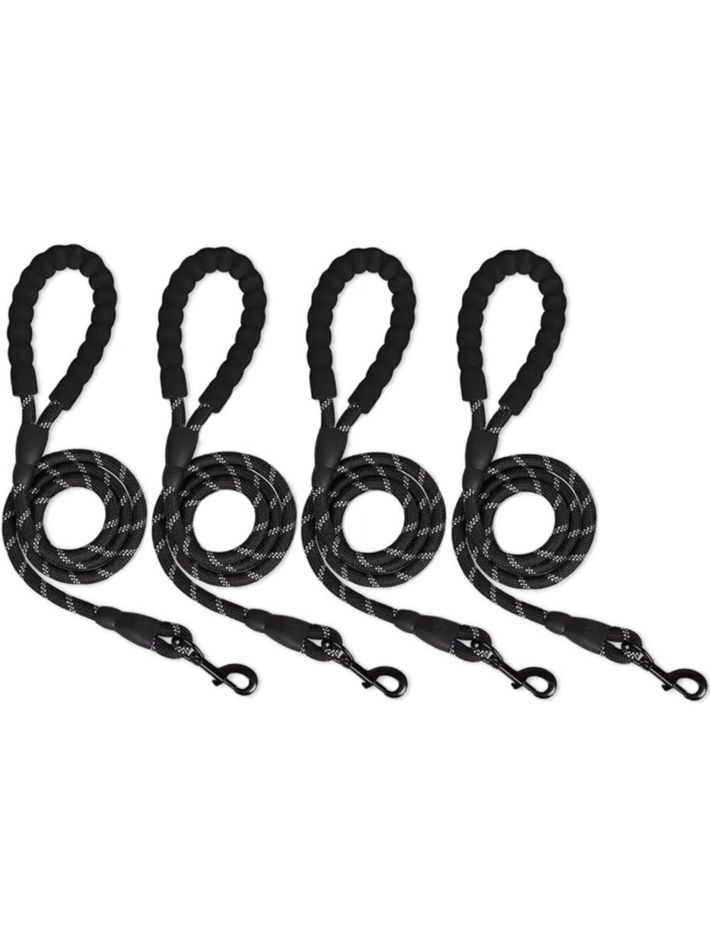 4 Pack Heavy Duty Dog Leashes for All Sizes - 5FT Reflective, Padded Handle